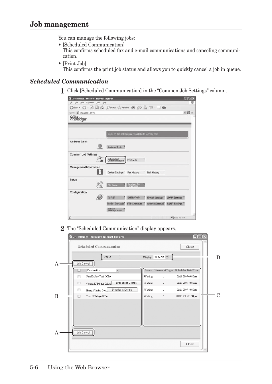 Job management, Job management -6, Job.management | Muratec MFX-1430 User Manual | Page 65 / 120