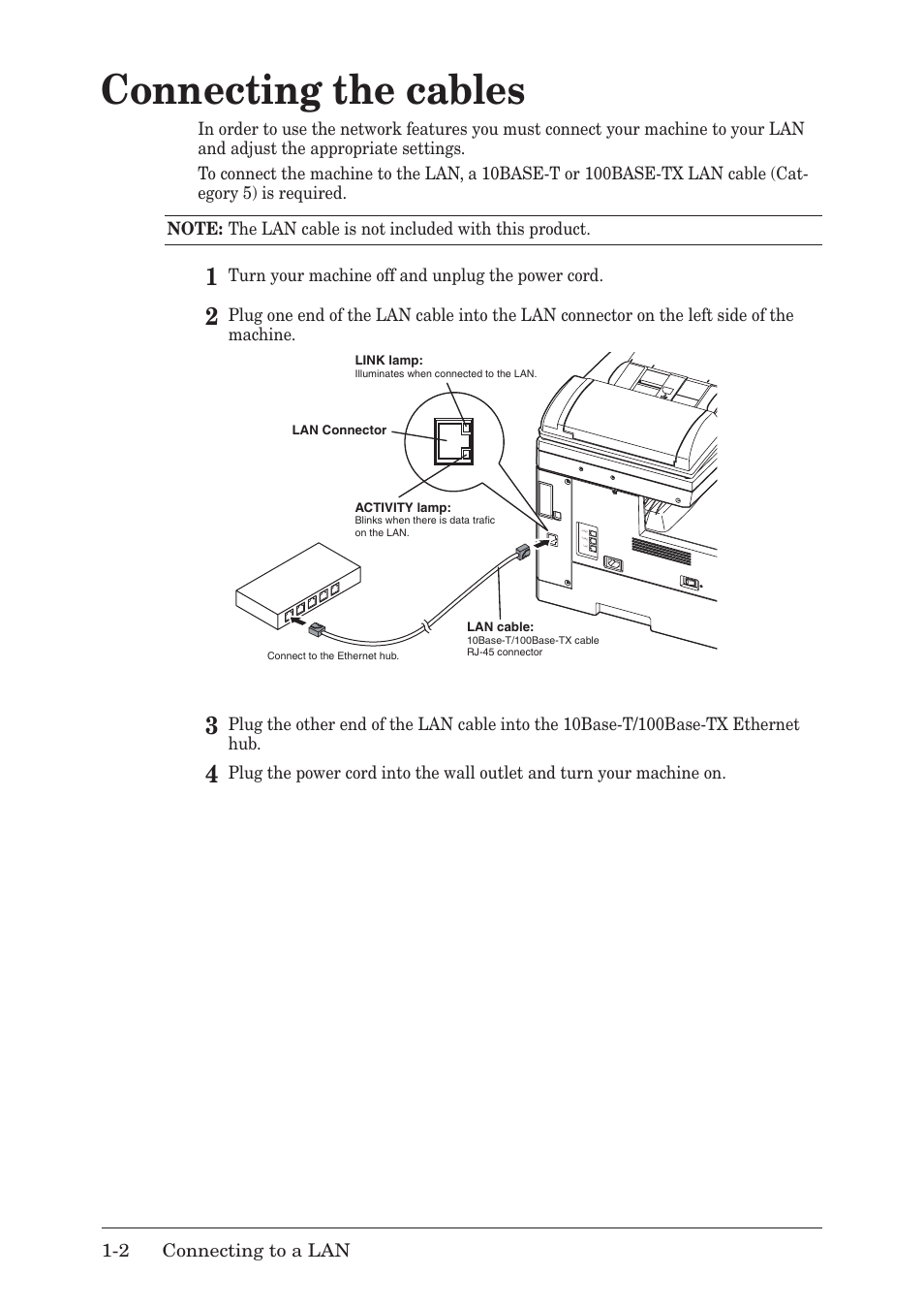 Connecting the cables, Connecting the cables -2, Connecting.the.cables | Muratec MFX-1430 User Manual | Page 7 / 120
