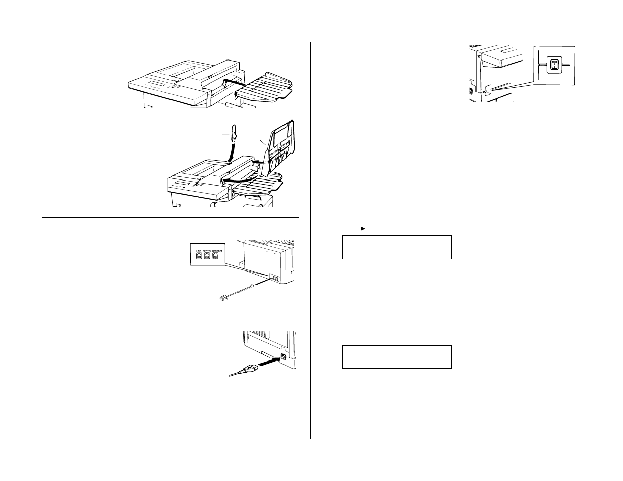 Attaching the parts, Plug in and power up, Setting the paper size for the multipurpose tray | Adjusting the monitor speaker’s volume | Muratec F-160 User Manual | Page 15 / 126