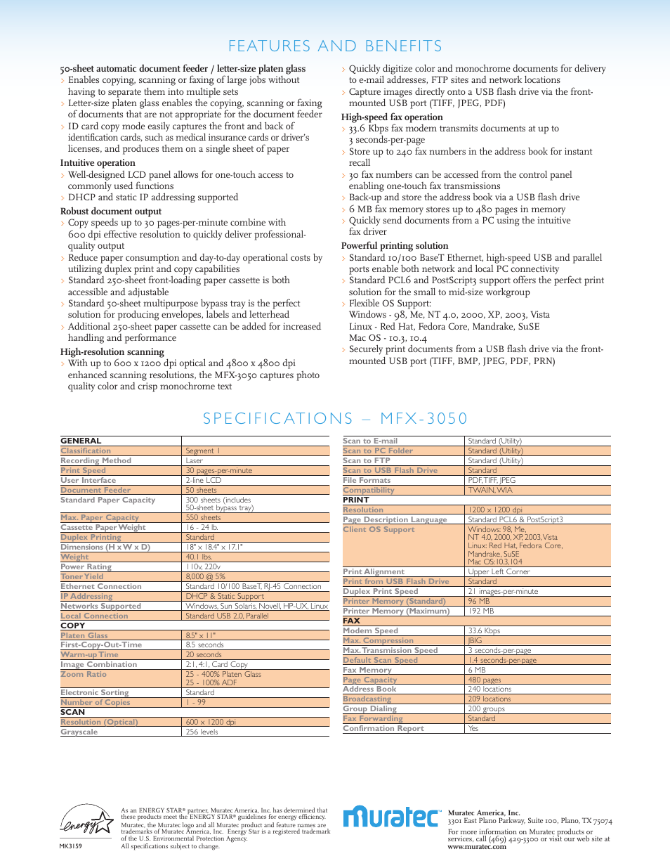 Muratec MFX-3050 User Manual | Page 2 / 2