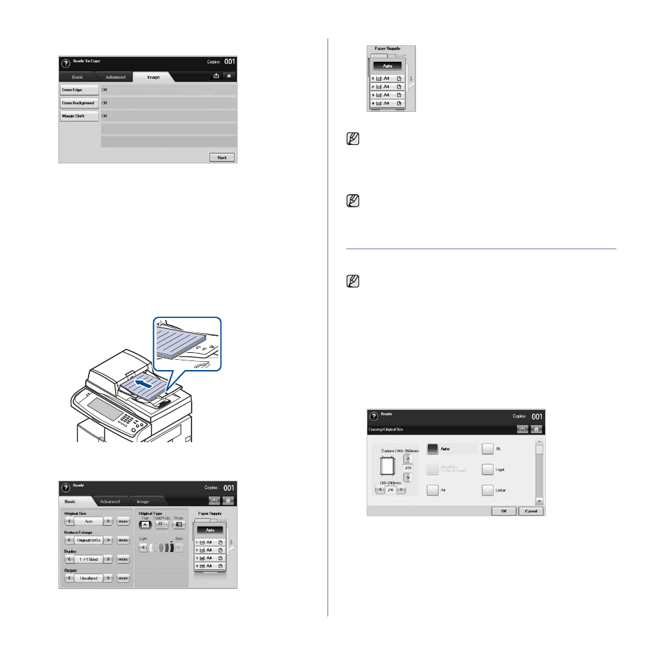 Image tab, Copying originals, Changing the settings for each copy | Changing the size of originals | Muratec M F X - 5 5 5 5 User Manual | Page 41 / 122