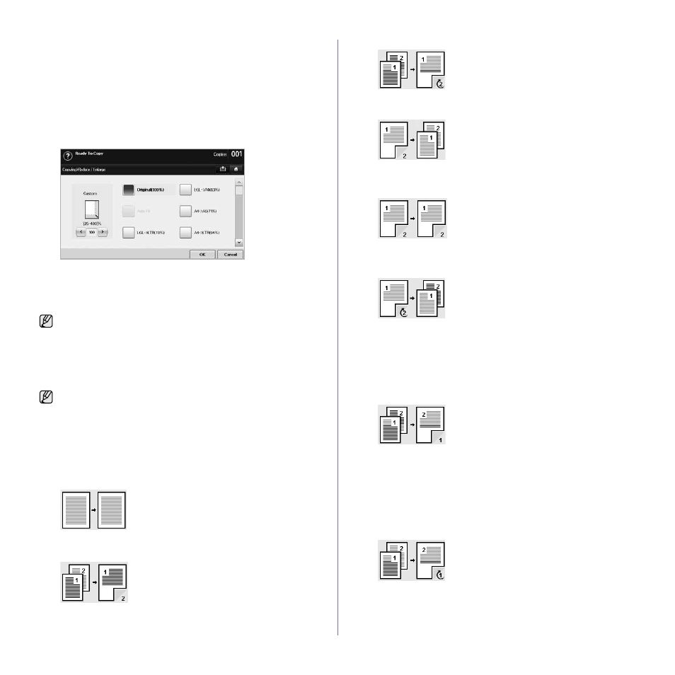 Reducing or enlarging copies, Copying on both sides of originals (duplex) | Muratec M F X - 5 5 5 5 User Manual | Page 42 / 122