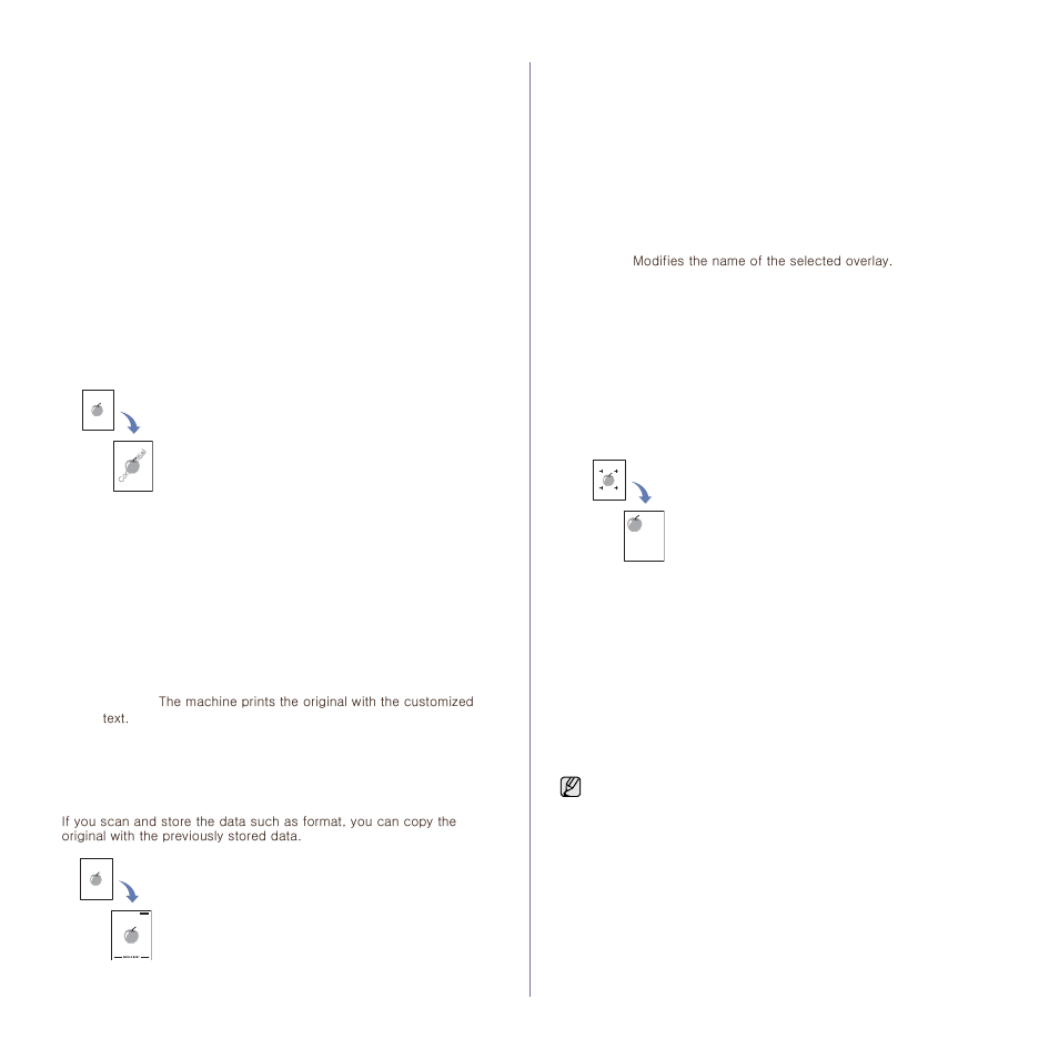 Watermark copying, Overlay copying, Auto crop copying | Multi-bin | Muratec M F X - 5 5 5 5 User Manual | Page 47 / 122