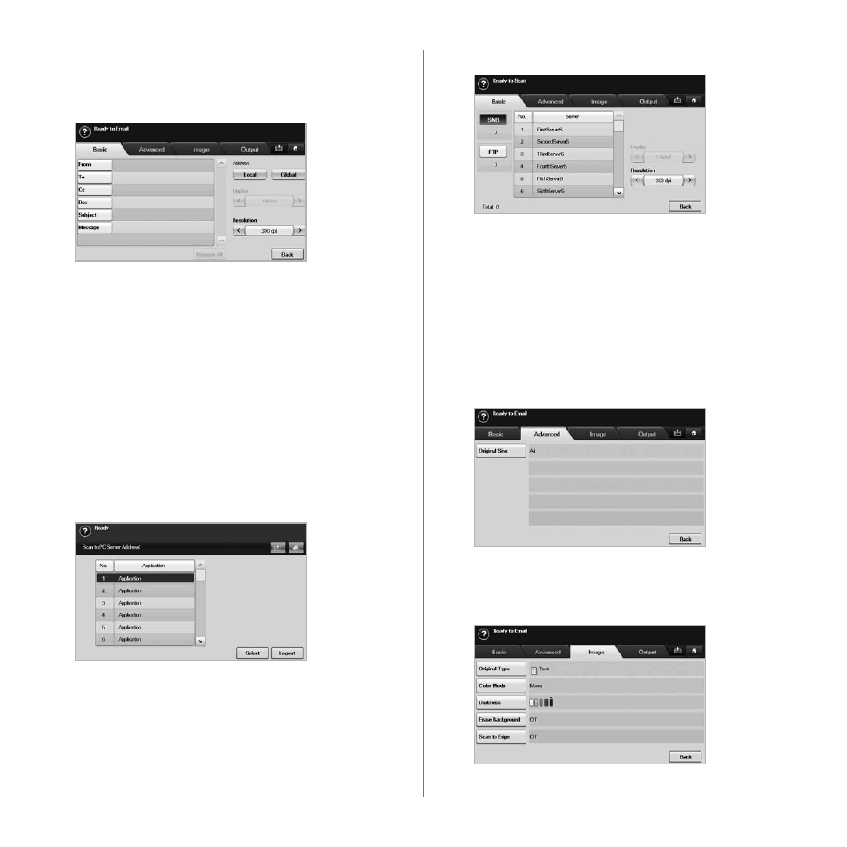 Basic tab, Advanced tab, Image tab | Muratec M F X - 5 5 5 5 User Manual | Page 49 / 122