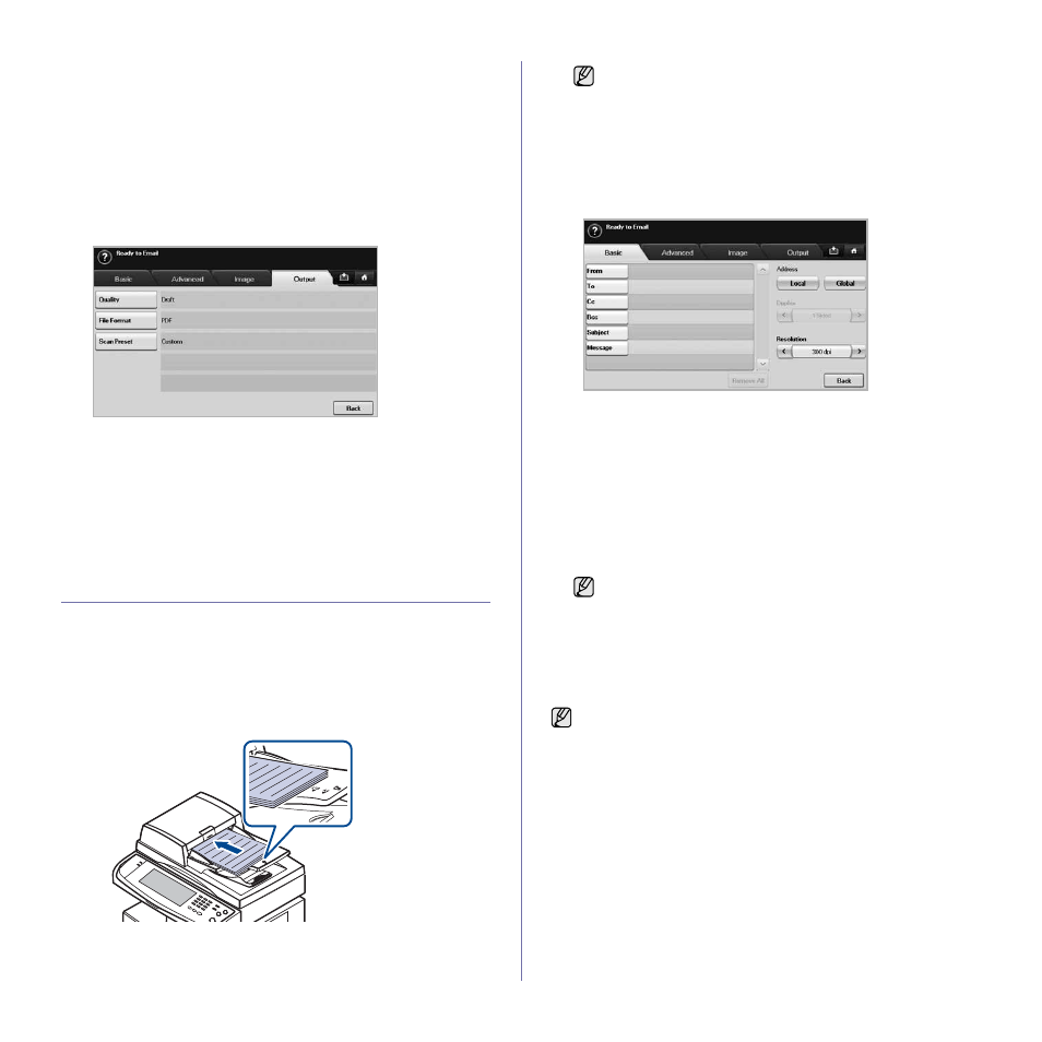 Output tab, Storing email addresses | Muratec M F X - 5 5 5 5 User Manual | Page 50 / 122