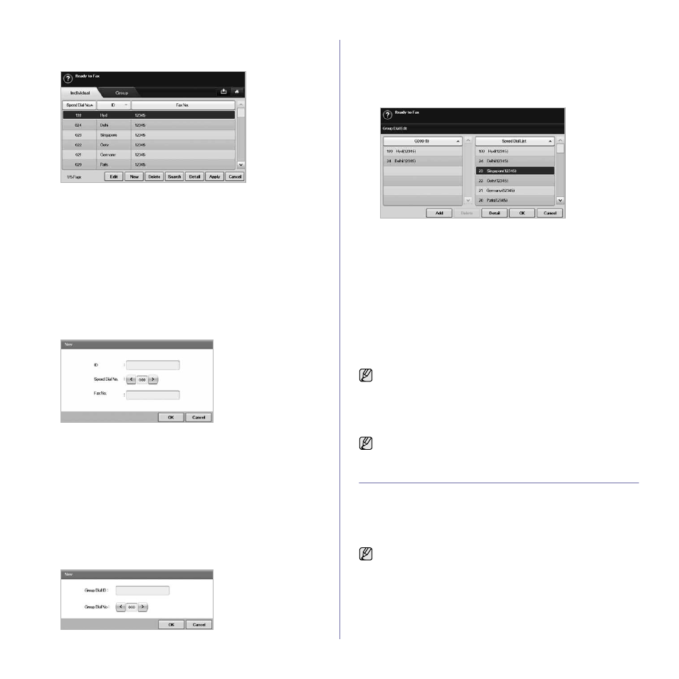 Storing individual fax numbers (speed dial no.), Storing group fax numbers (group no.), Using the polling option | Muratec M F X - 5 5 5 5 User Manual | Page 63 / 122