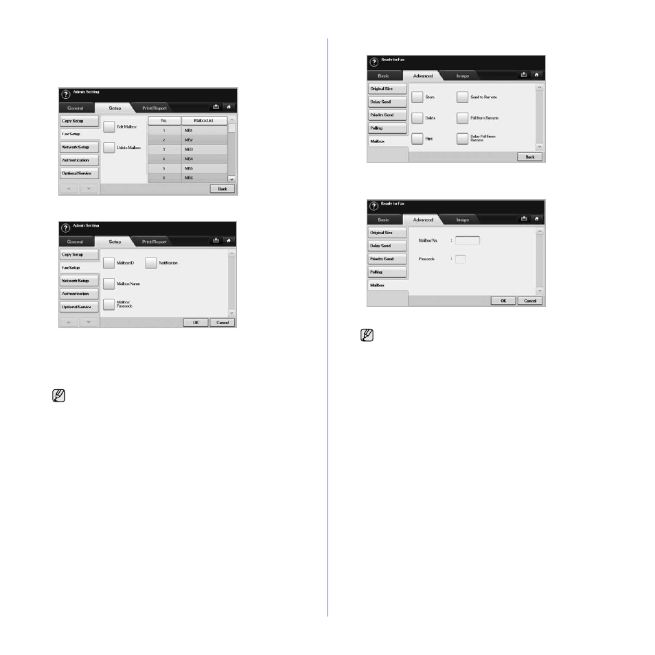 Storing originals in mailbox, Faxing to a remote mailbox | Muratec M F X - 5 5 5 5 User Manual | Page 65 / 122
