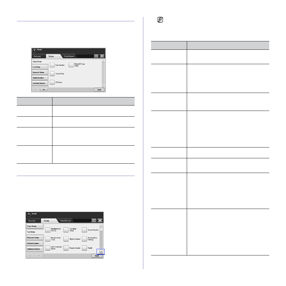 Copy setup, Fax setup | Muratec M F X - 5 5 5 5 User Manual | Page 76 / 122