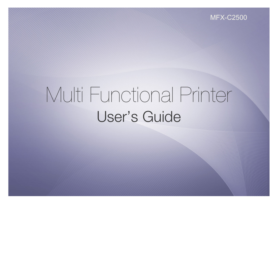 Muratec Multi Functional Printer MFX-C2500 User Manual | 160 pages