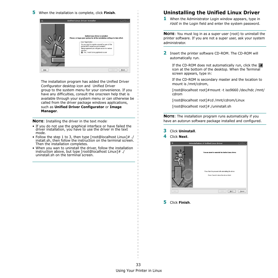 Uninstalling the unified linux driver | Muratec Multi Functional Printer MFX-C2500 User Manual | Page 144 / 160