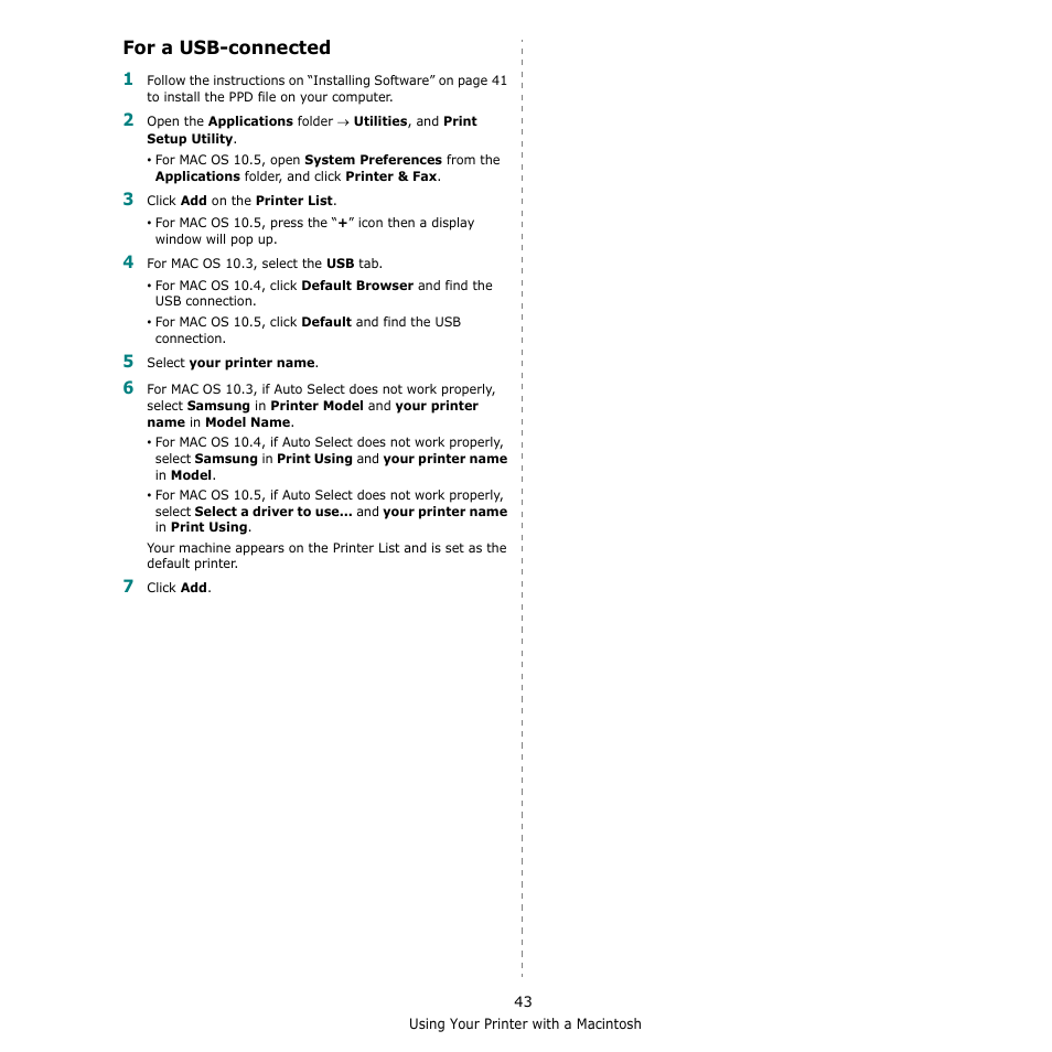 For a usb-connected | Muratec Multi Functional Printer MFX-C2500 User Manual | Page 154 / 160