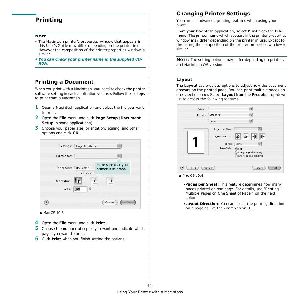 Printing, Printing a document, Changing printer settings | Printing a document changing printer settings | Muratec Multi Functional Printer MFX-C2500 User Manual | Page 155 / 160