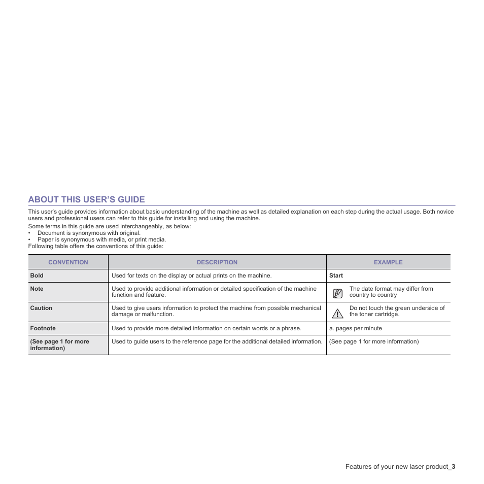 About this user’s guide | Muratec Multi Functional Printer MFX-C2500 User Manual | Page 3 / 160