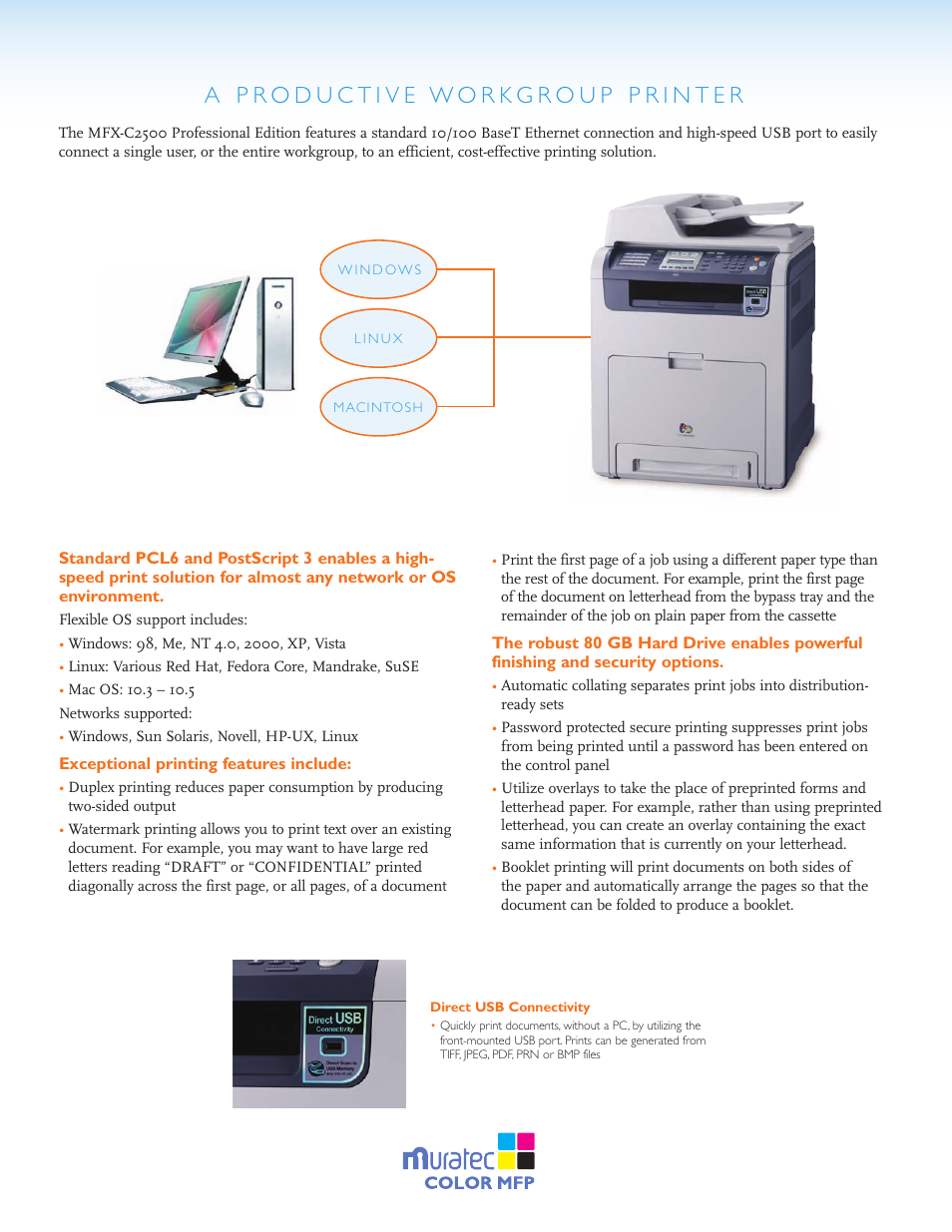 Muratec MFX-C2500 Professional Edition MK3190 User Manual | Page 4 / 6