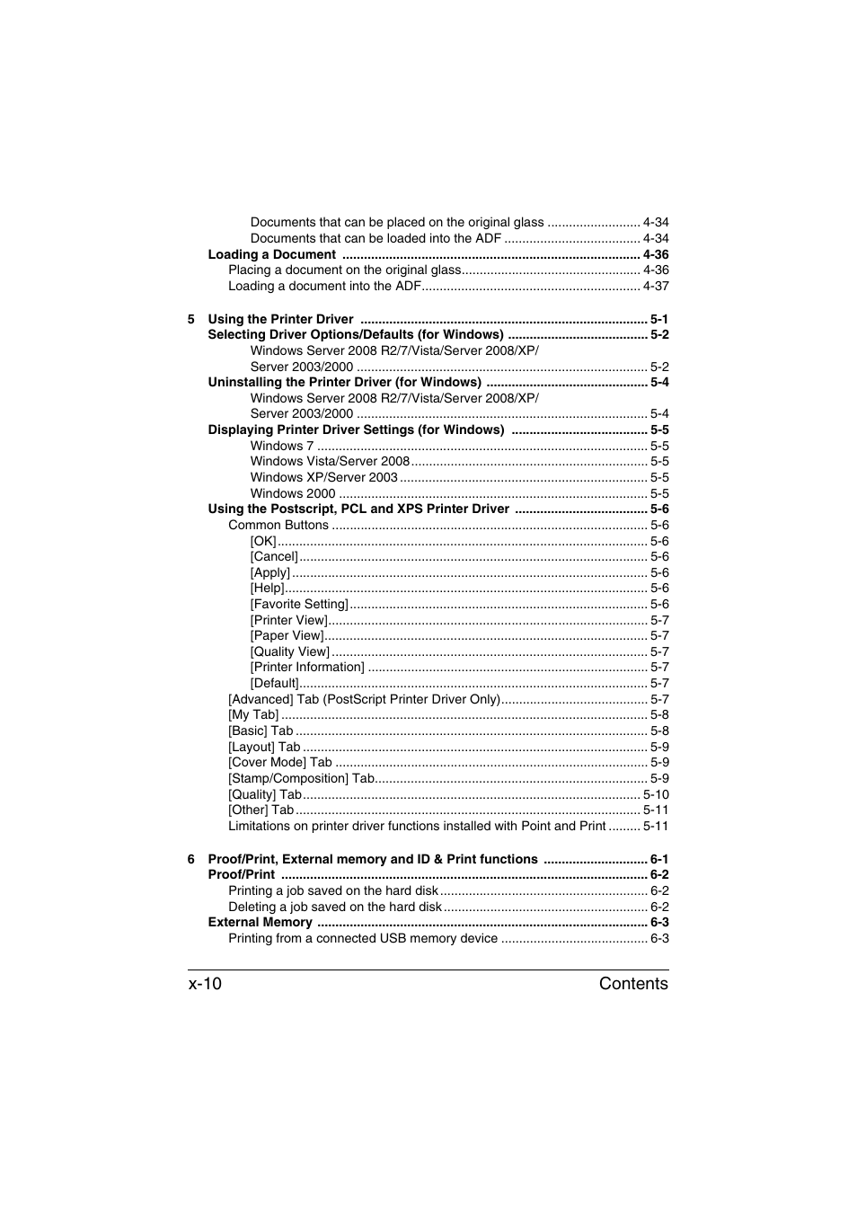 Contents x-10 | Muratec Printer/Copier/Scanner MFX-C3035 User Manual | Page 11 / 392