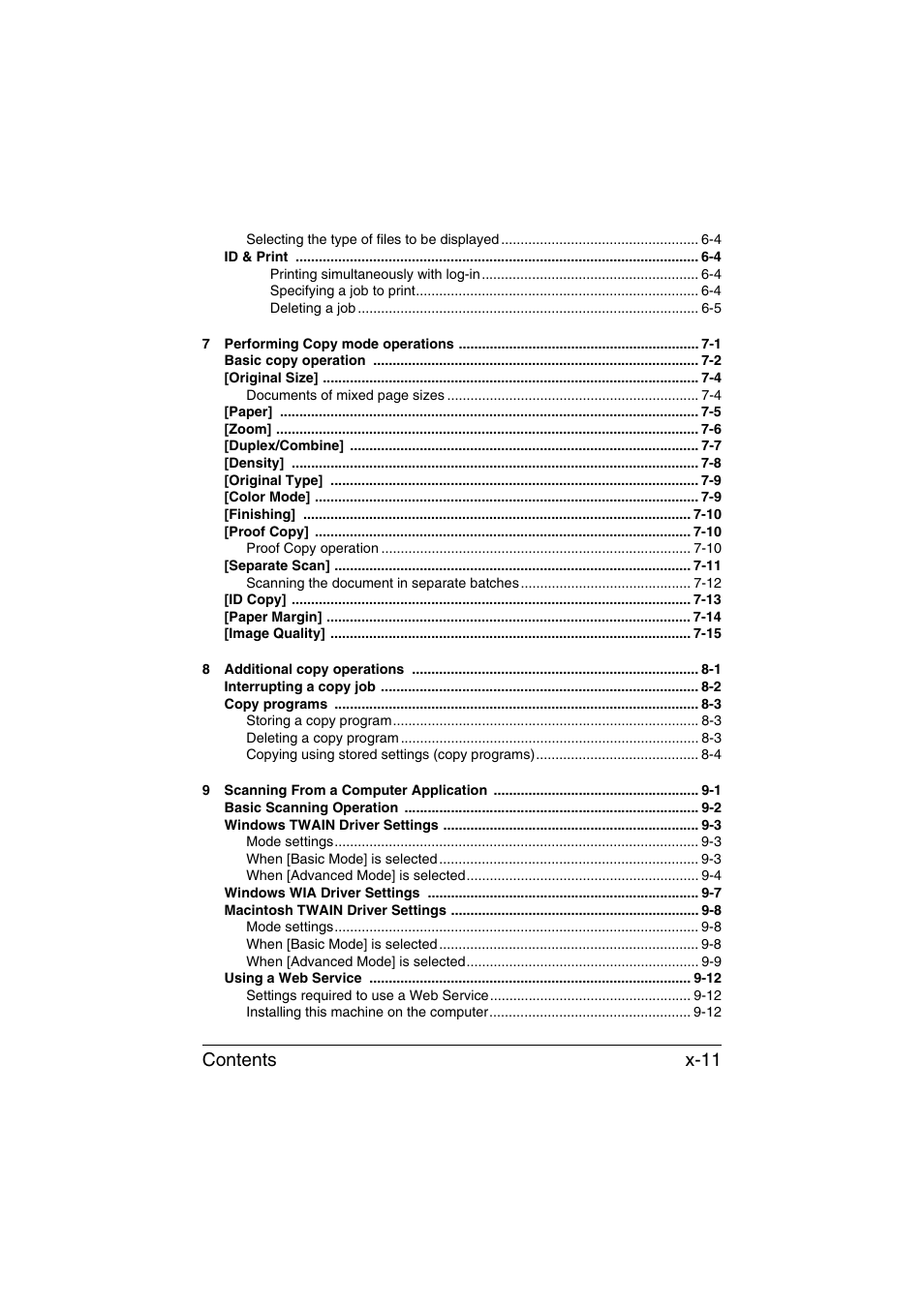 Contents x-11 | Muratec Printer/Copier/Scanner MFX-C3035 User Manual | Page 12 / 392