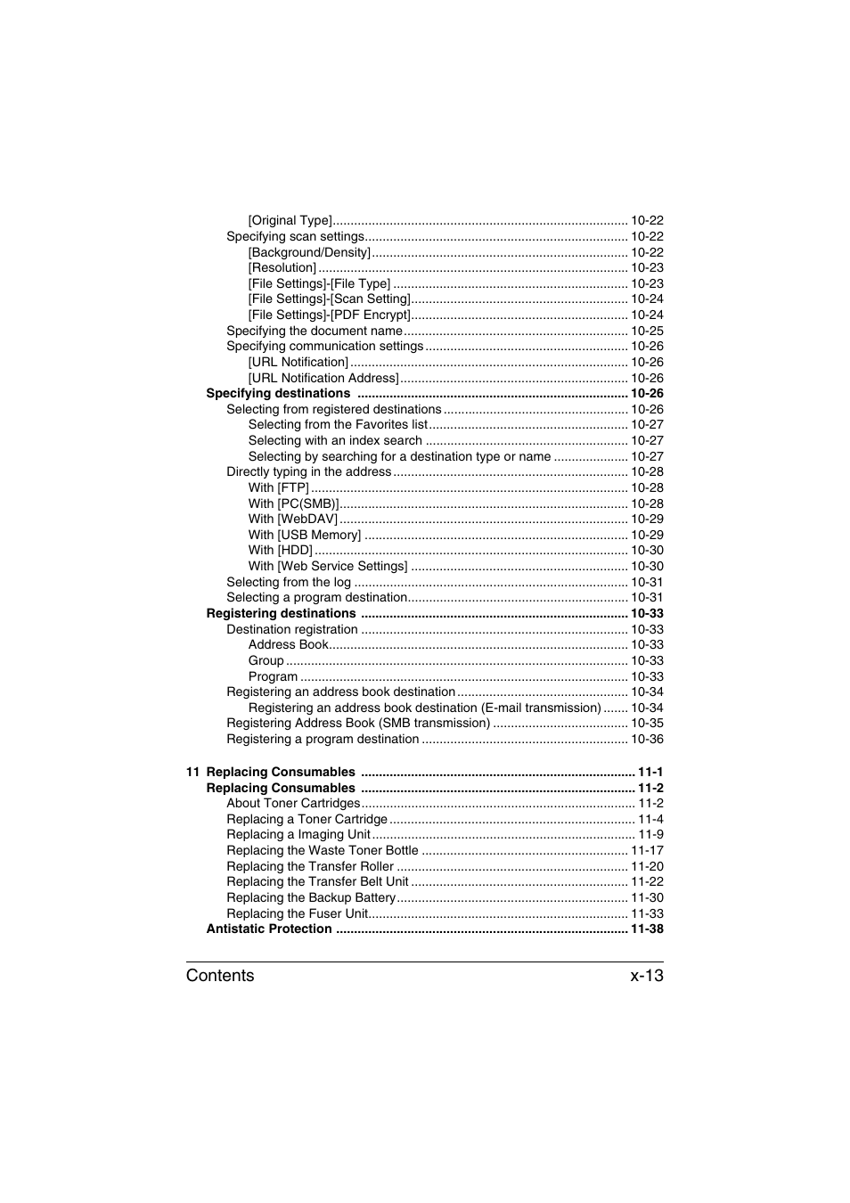 Contents x-13 | Muratec Printer/Copier/Scanner MFX-C3035 User Manual | Page 14 / 392