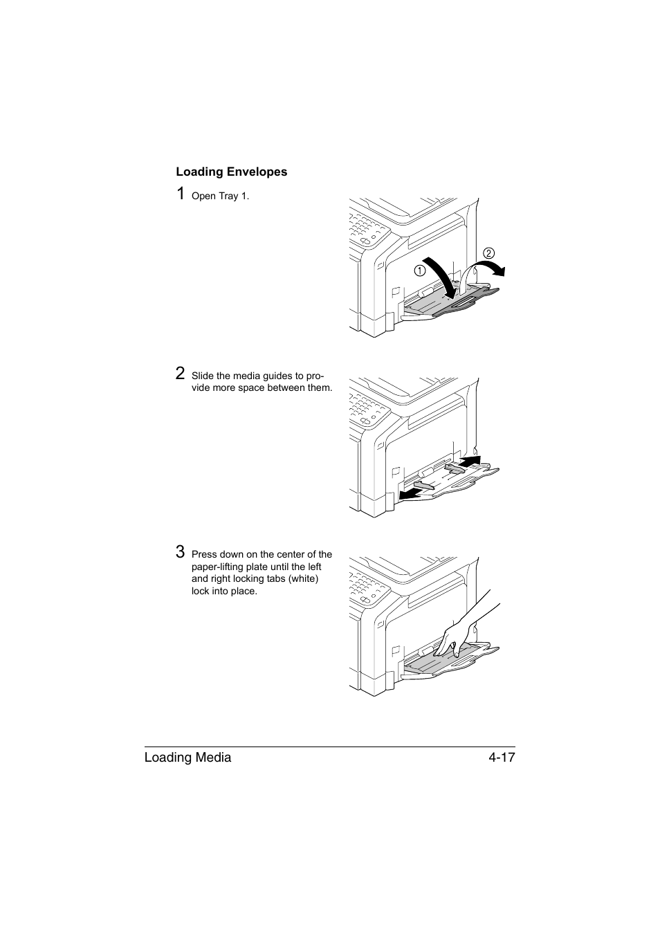 Loading envelopes, Loading envelopes -17 | Muratec Printer/Copier/Scanner MFX-C3035 User Manual | Page 142 / 392
