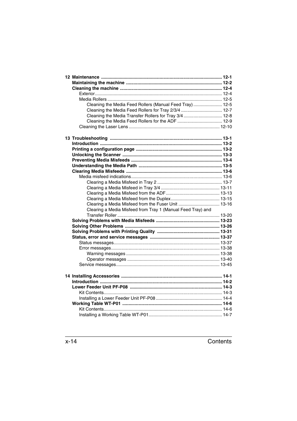 Contents x-14 | Muratec Printer/Copier/Scanner MFX-C3035 User Manual | Page 15 / 392