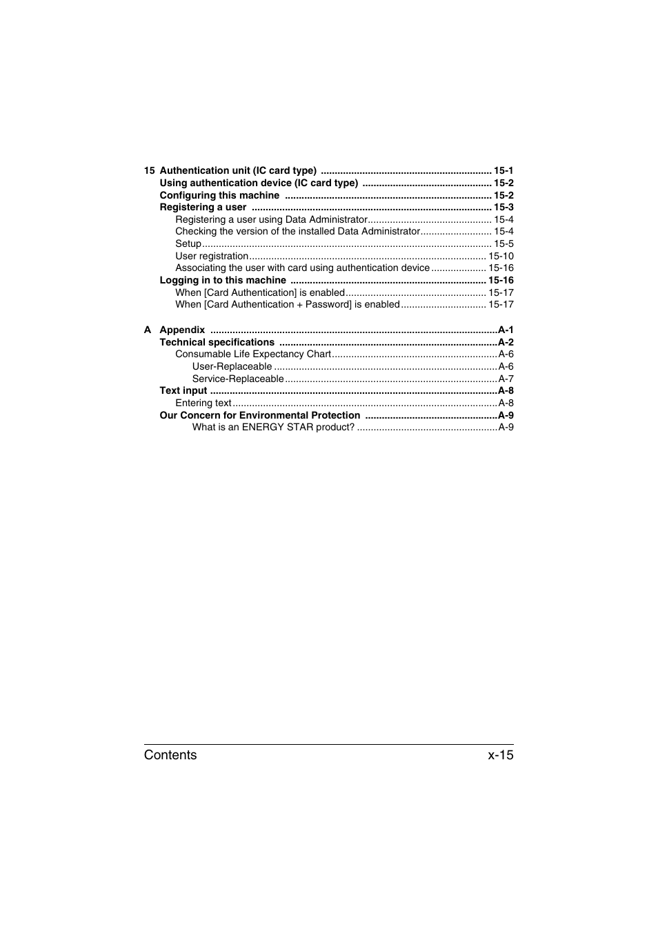 Contents x-15 | Muratec Printer/Copier/Scanner MFX-C3035 User Manual | Page 16 / 392