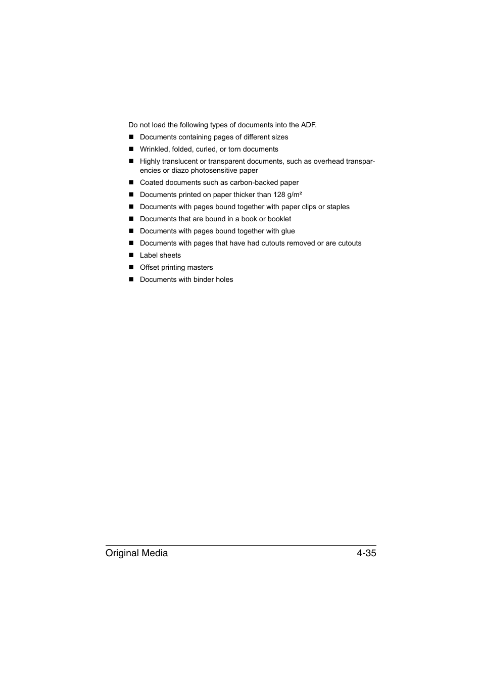 Original media 4-35 | Muratec Printer/Copier/Scanner MFX-C3035 User Manual | Page 160 / 392