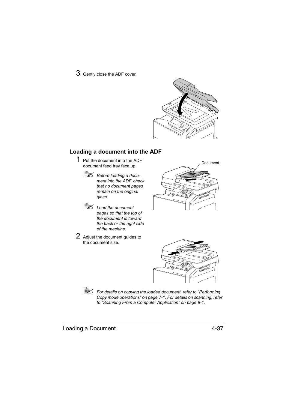Loading a document into the adf, Loading a document into the adf -37 | Muratec Printer/Copier/Scanner MFX-C3035 User Manual | Page 162 / 392
