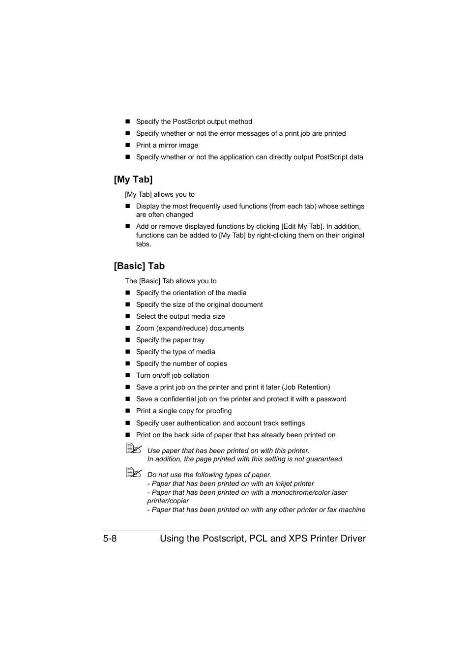 My tab, Basic] tab, My tab] -8 [basic] tab -8 | Muratec Printer/Copier/Scanner MFX-C3035 User Manual | Page 171 / 392