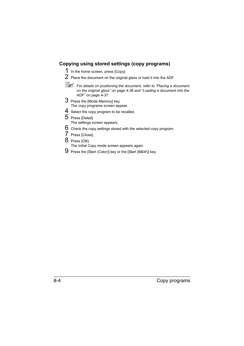 Copying using stored settings (copy programs), Copying using stored settings (copy programs) -4 | Muratec Printer/Copier/Scanner MFX-C3035 User Manual | Page 201 / 392
