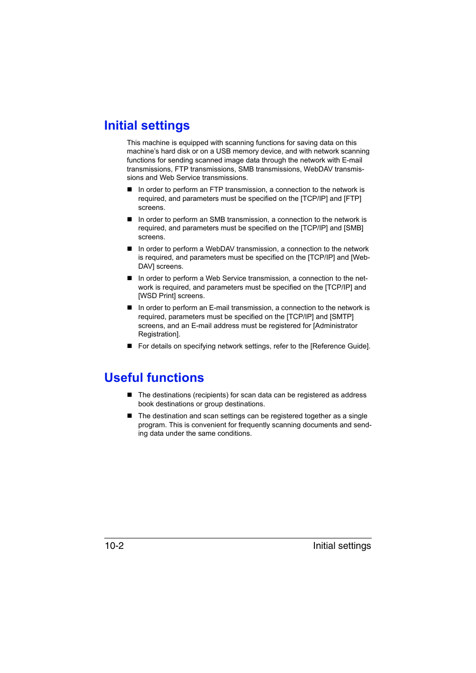 Initial settings, Useful functions, Initial settings -2 useful functions -2 | Muratec Printer/Copier/Scanner MFX-C3035 User Manual | Page 217 / 392