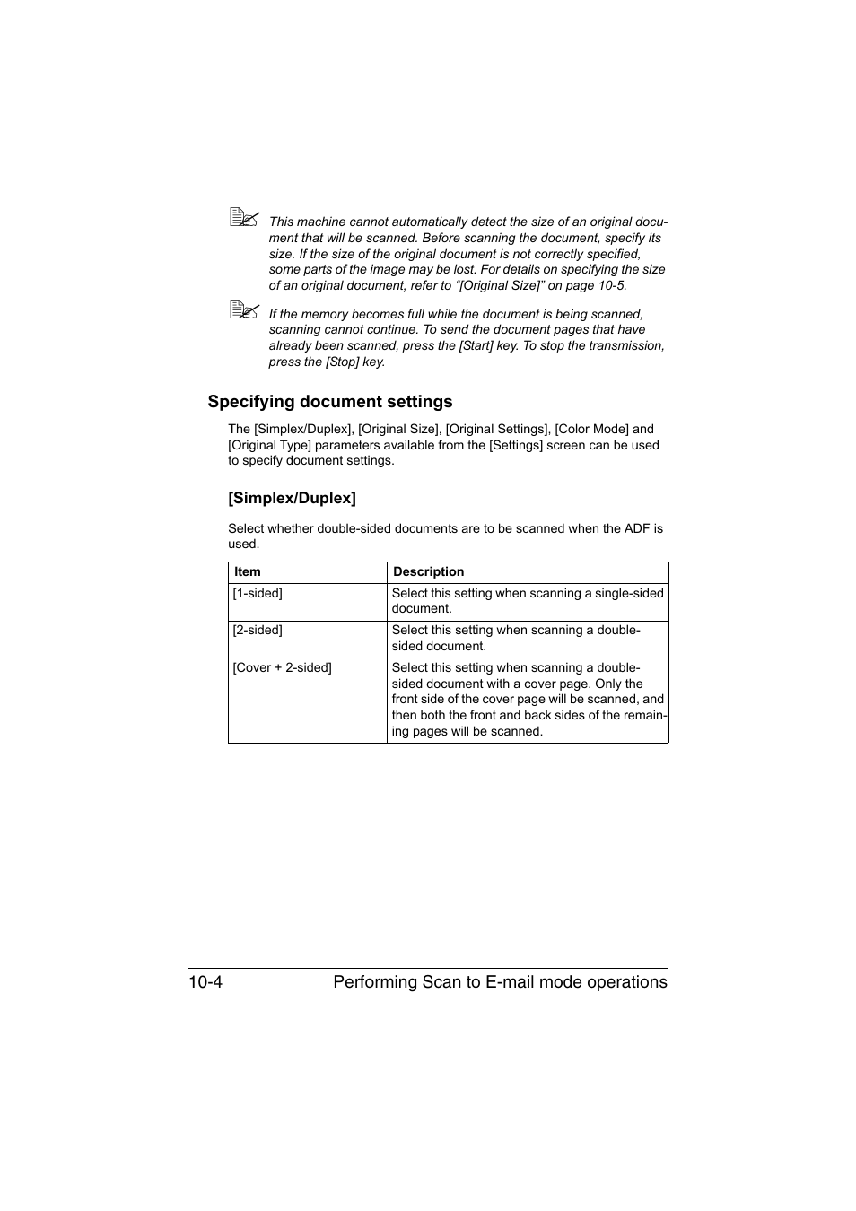 Specifying document settings, Simplex/duplex, Specifying document settings -4 | Simplex/duplex] -4 | Muratec Printer/Copier/Scanner MFX-C3035 User Manual | Page 219 / 392