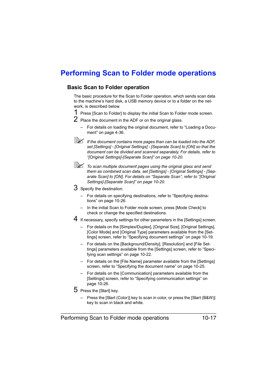 Performing scan to folder mode operations, Basic scan to folder operation, Performing scan to folder mode operations -17 | Basic scan to folder operation -17 | Muratec Printer/Copier/Scanner MFX-C3035 User Manual | Page 232 / 392