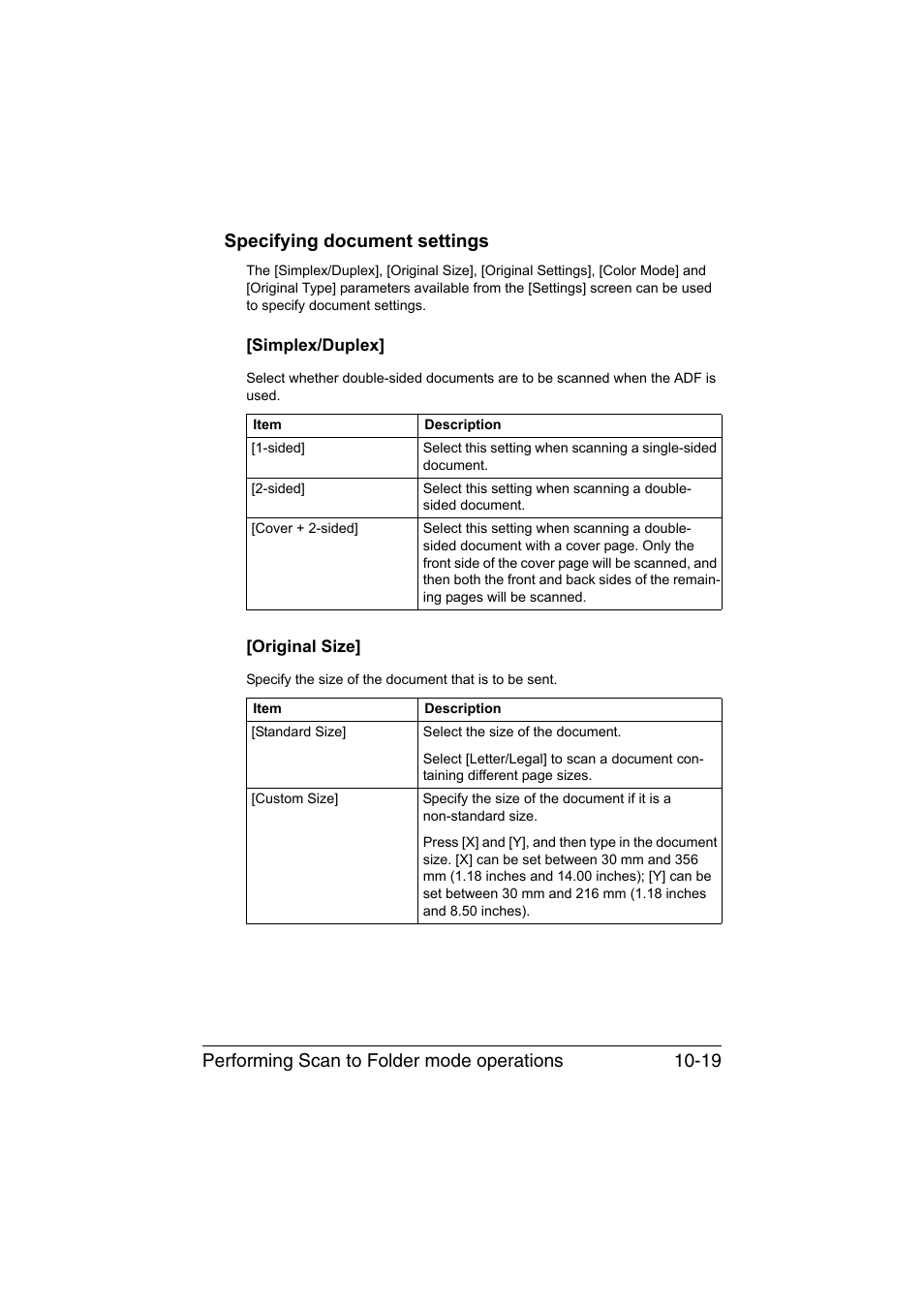 Specifying document settings, Simplex/duplex, Original size | Specifying document settings -19, Simplex/duplex] -19 [original size] -19 | Muratec Printer/Copier/Scanner MFX-C3035 User Manual | Page 234 / 392