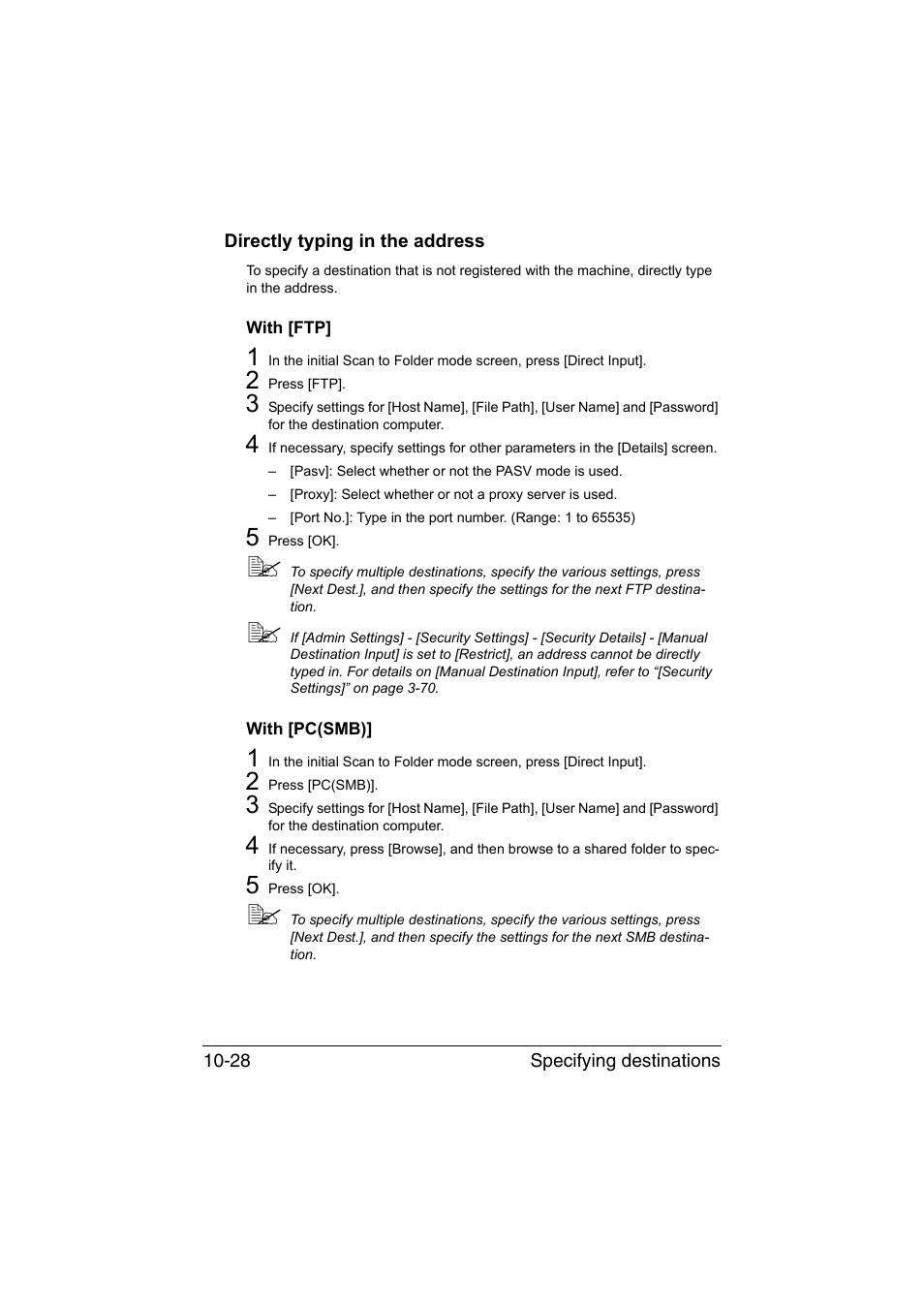 Directly typing in the address, With [ftp, With [pc(smb) | Directly typing in the address -28, With [ftp] -28 with [pc(smb)] -28 | Muratec Printer/Copier/Scanner MFX-C3035 User Manual | Page 243 / 392