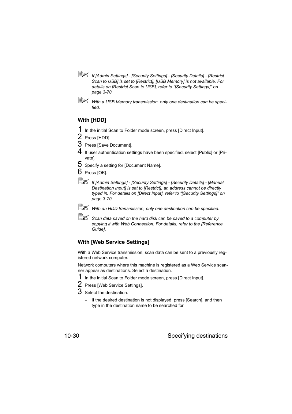 With [hdd, With [web service settings, With [hdd] -30 with [web service settings] -30 | Muratec Printer/Copier/Scanner MFX-C3035 User Manual | Page 245 / 392
