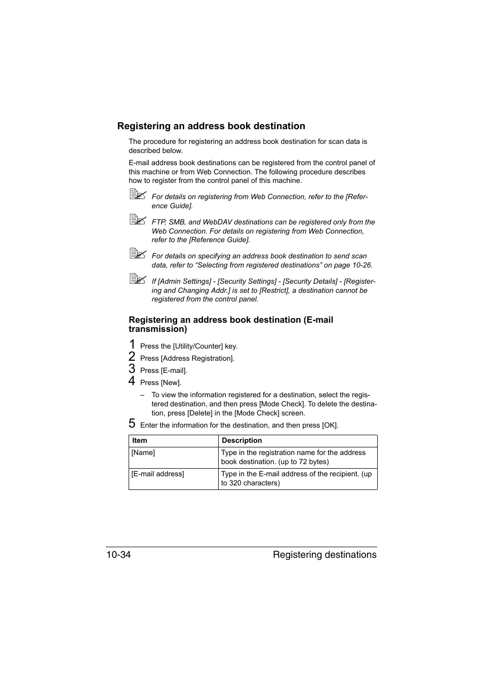 Registering an address book destination, Registering an address book destination -34 | Muratec Printer/Copier/Scanner MFX-C3035 User Manual | Page 249 / 392
