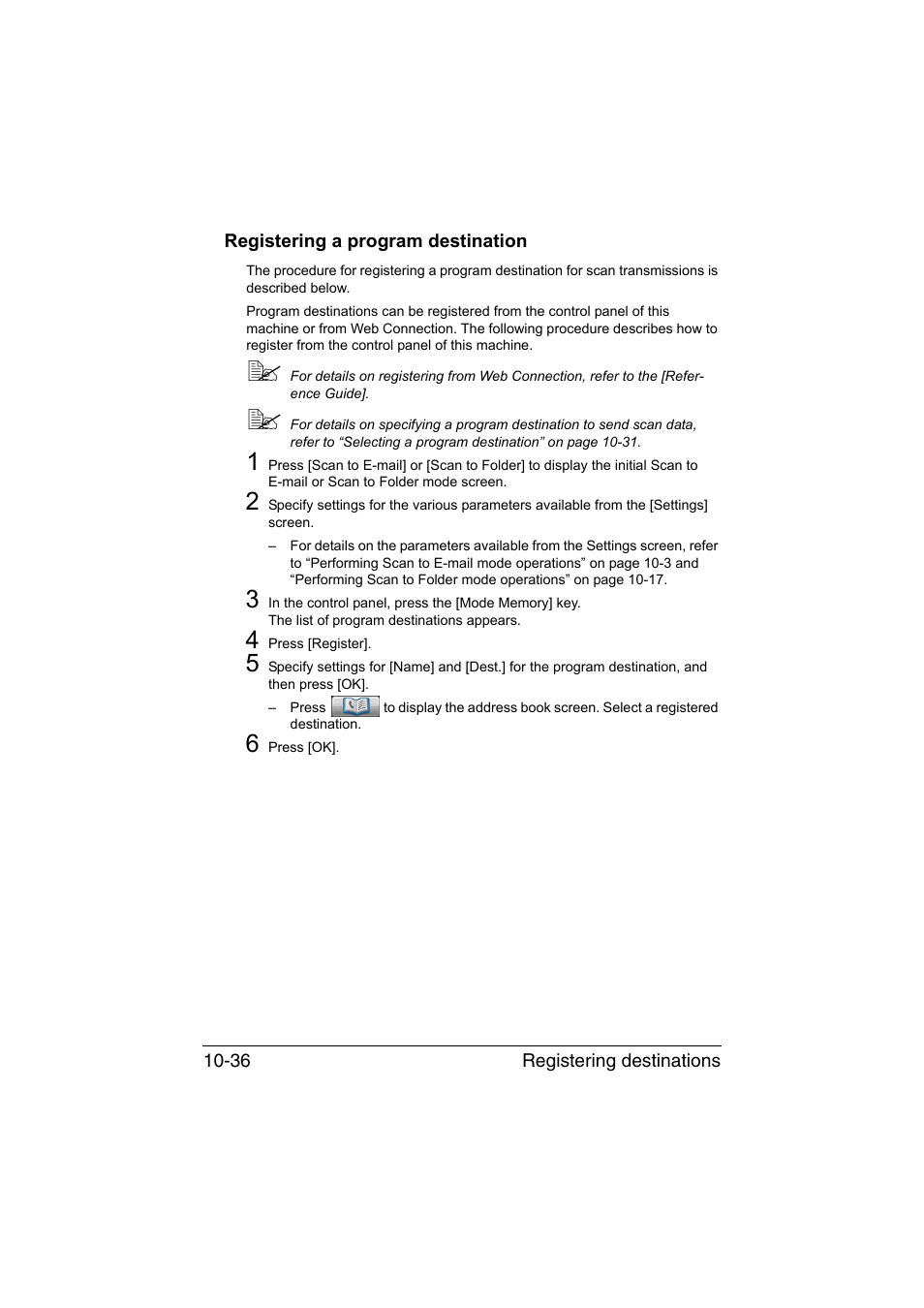 Registering a program destination, Registering a program destination -36 | Muratec Printer/Copier/Scanner MFX-C3035 User Manual | Page 251 / 392