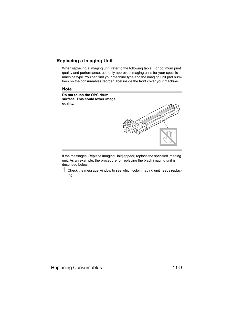 Replacing a imaging unit, Replacing a imaging unit -9 | Muratec Printer/Copier/Scanner MFX-C3035 User Manual | Page 260 / 392