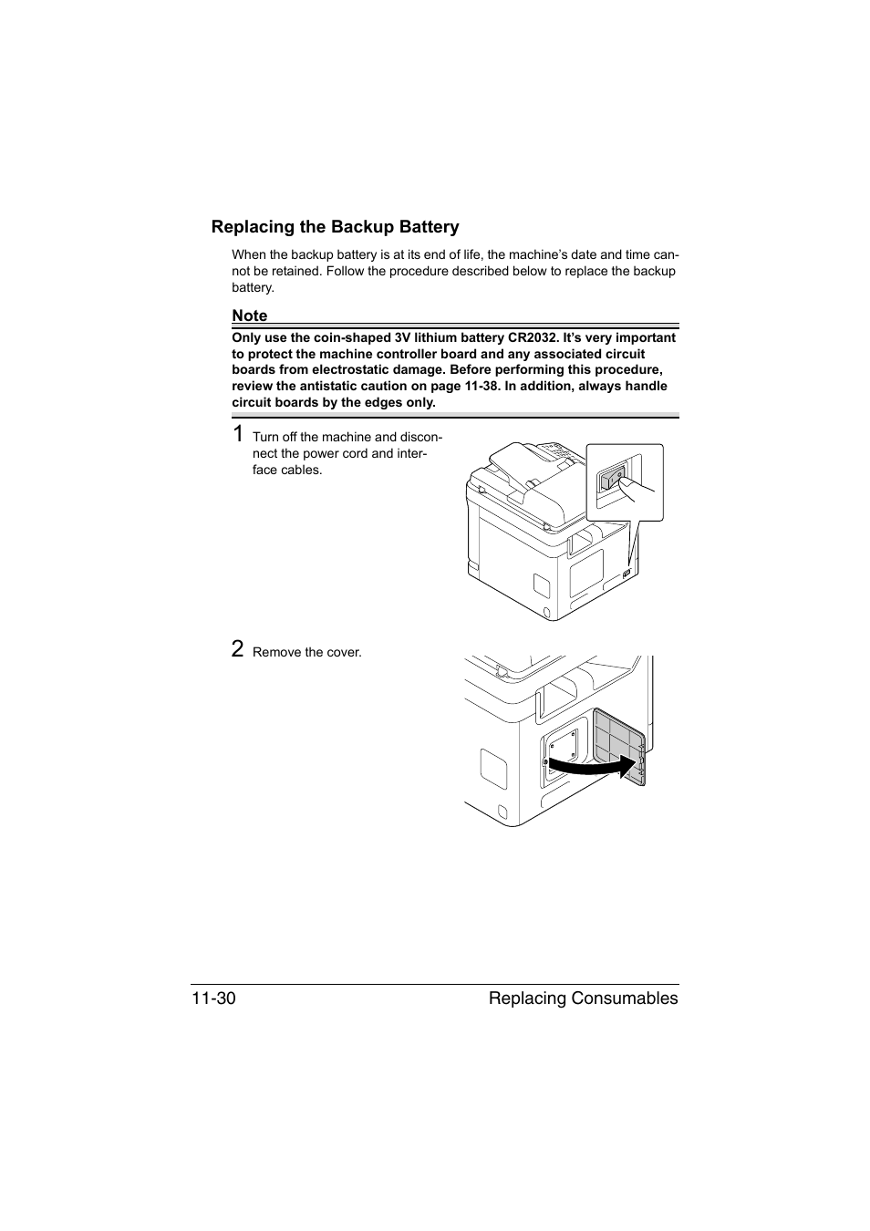 Replacing the backup battery, Replacing the backup battery -30 | Muratec Printer/Copier/Scanner MFX-C3035 User Manual | Page 281 / 392