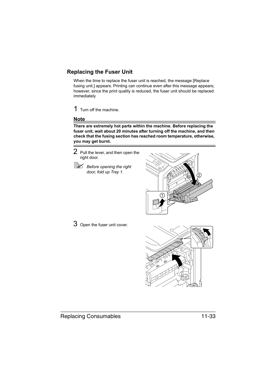 Replacing the fuser unit, Replacing the fuser unit -33 | Muratec Printer/Copier/Scanner MFX-C3035 User Manual | Page 284 / 392