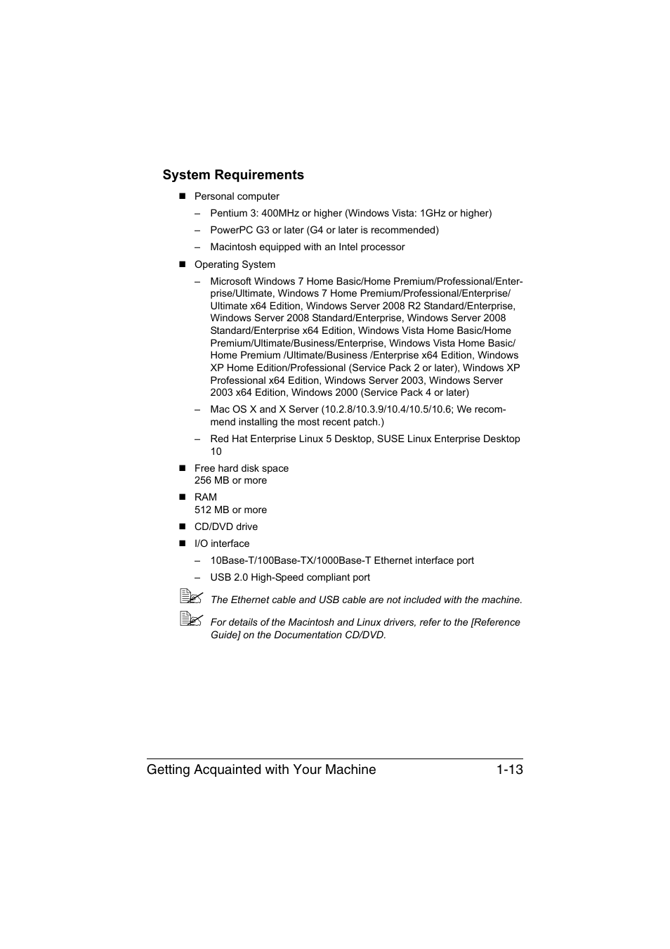 System requirements, System requirements -13 | Muratec Printer/Copier/Scanner MFX-C3035 User Manual | Page 30 / 392