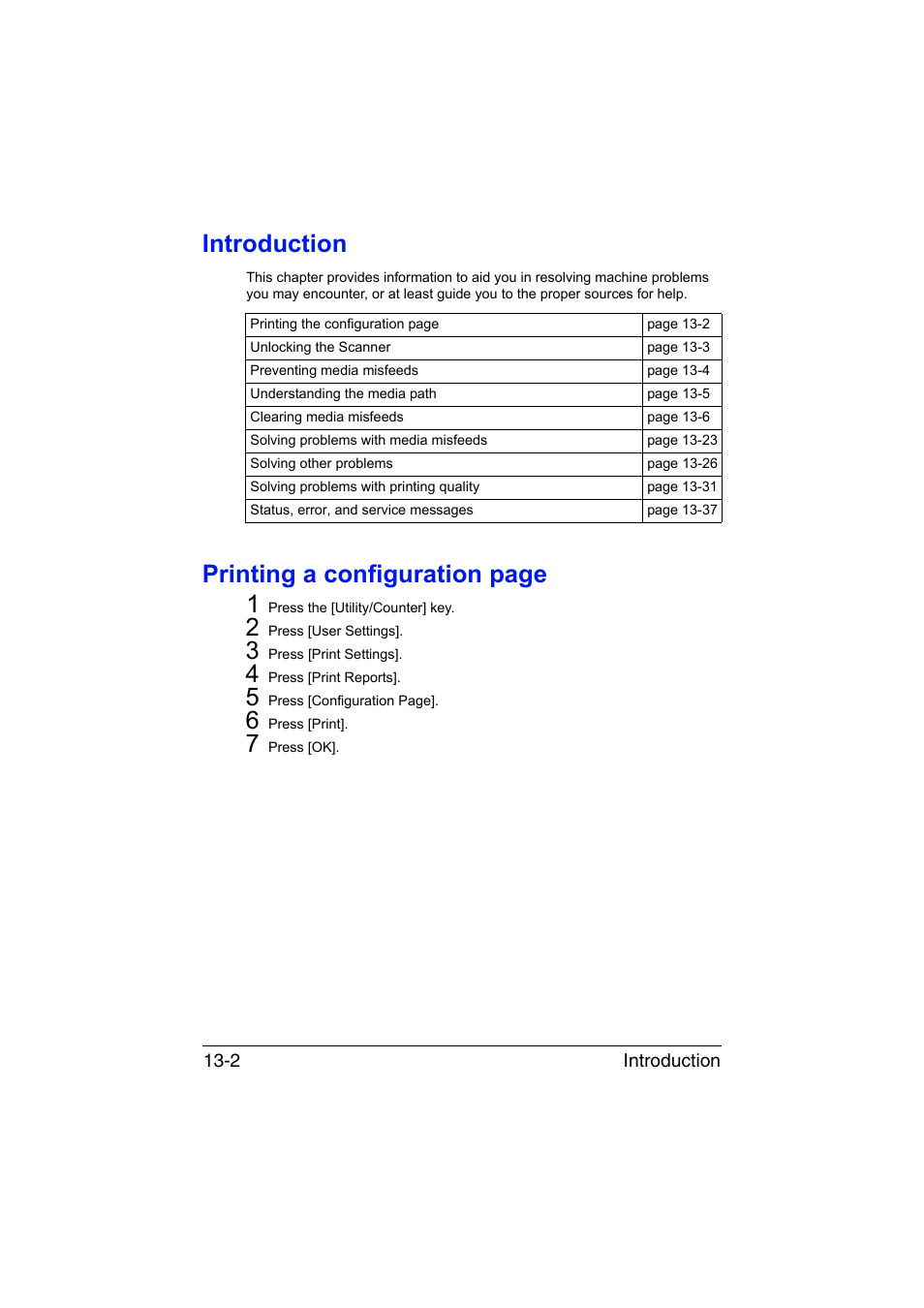 Introduction, Printing a configuration page 1 | Muratec Printer/Copier/Scanner MFX-C3035 User Manual | Page 305 / 392