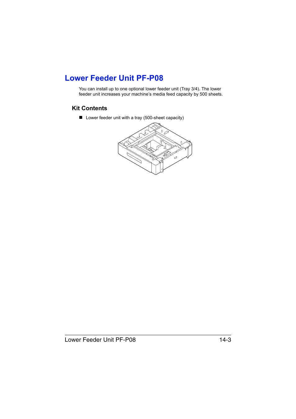 Lower feeder unit pf-p08, Kit contents, Lower feeder unit pf-p08 -3 | Kit contents -3 | Muratec Printer/Copier/Scanner MFX-C3035 User Manual | Page 352 / 392