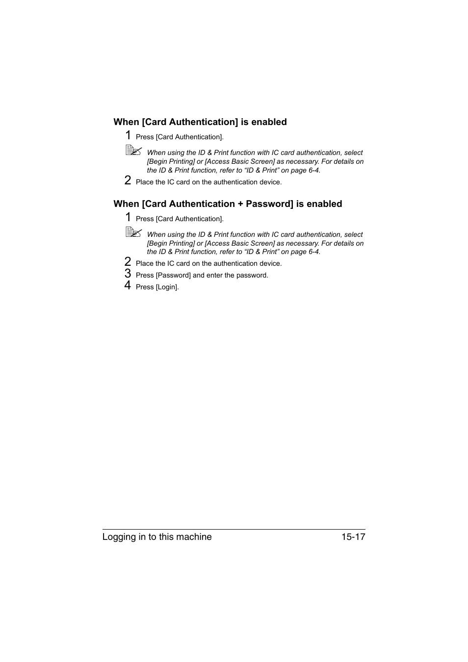 When [card authentication] is enabled, When [card authentication + password] is enabled | Muratec Printer/Copier/Scanner MFX-C3035 User Manual | Page 376 / 392