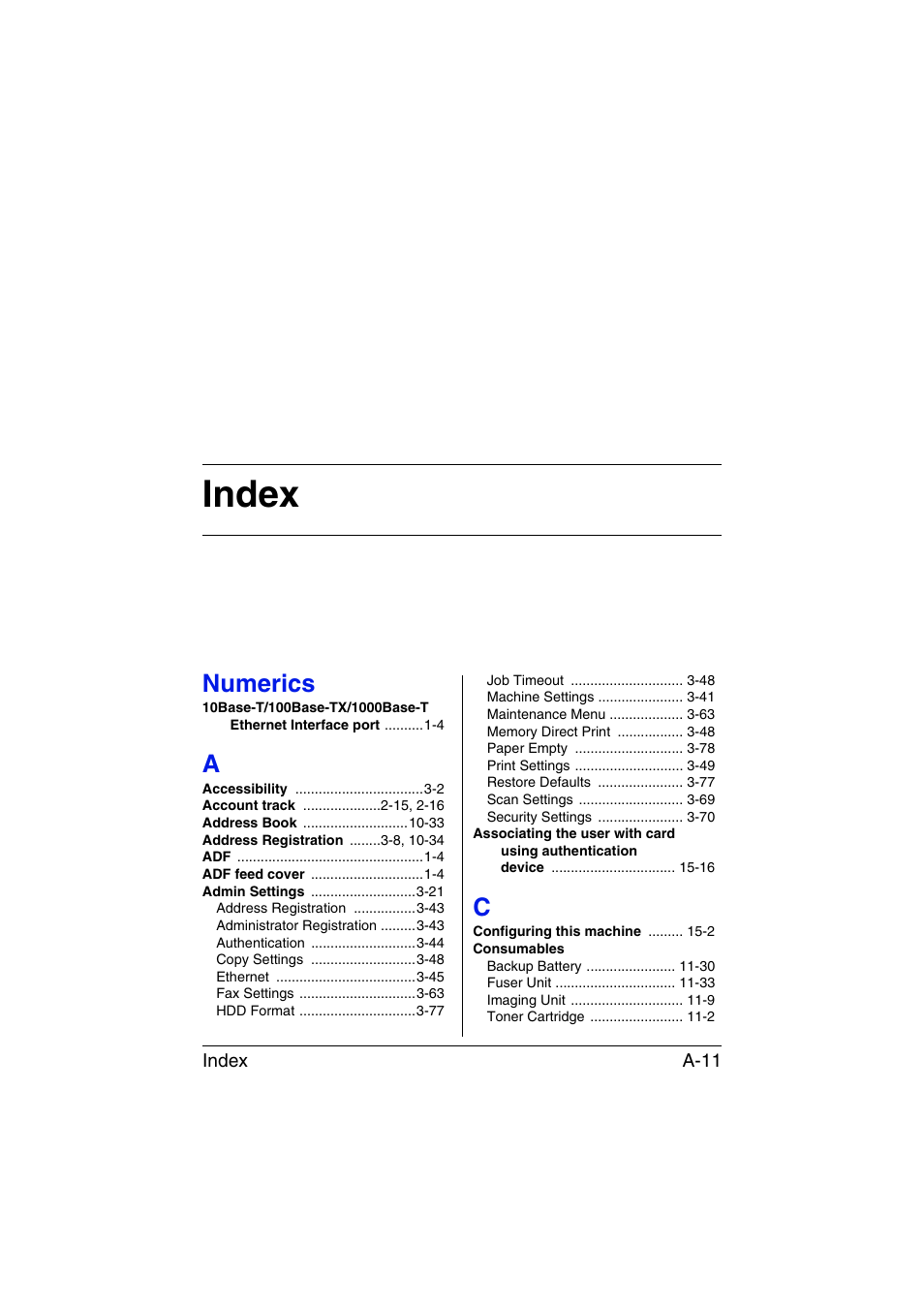 Index, Numerics | Muratec Printer/Copier/Scanner MFX-C3035 User Manual | Page 388 / 392