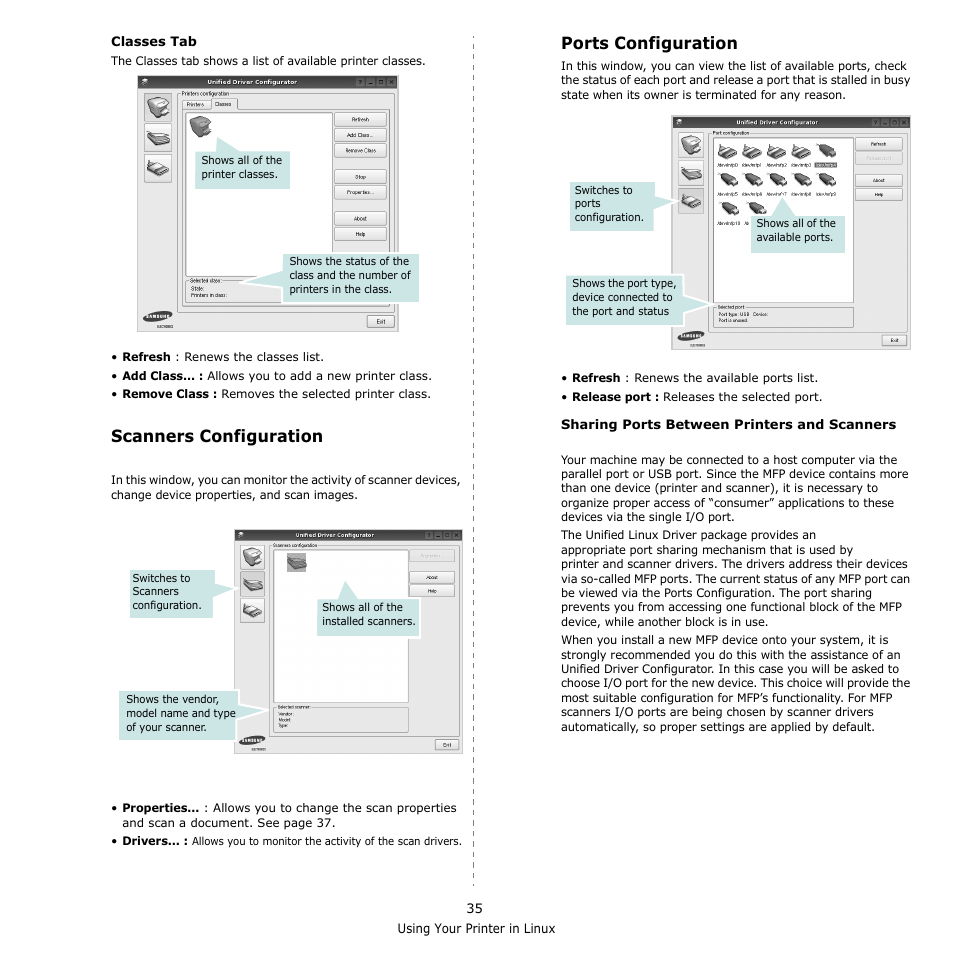 Scanners configuration (for mfp device only), Ports configuration, Scanners configuration | Muratec MFX-3050 User Manual | Page 131 / 142