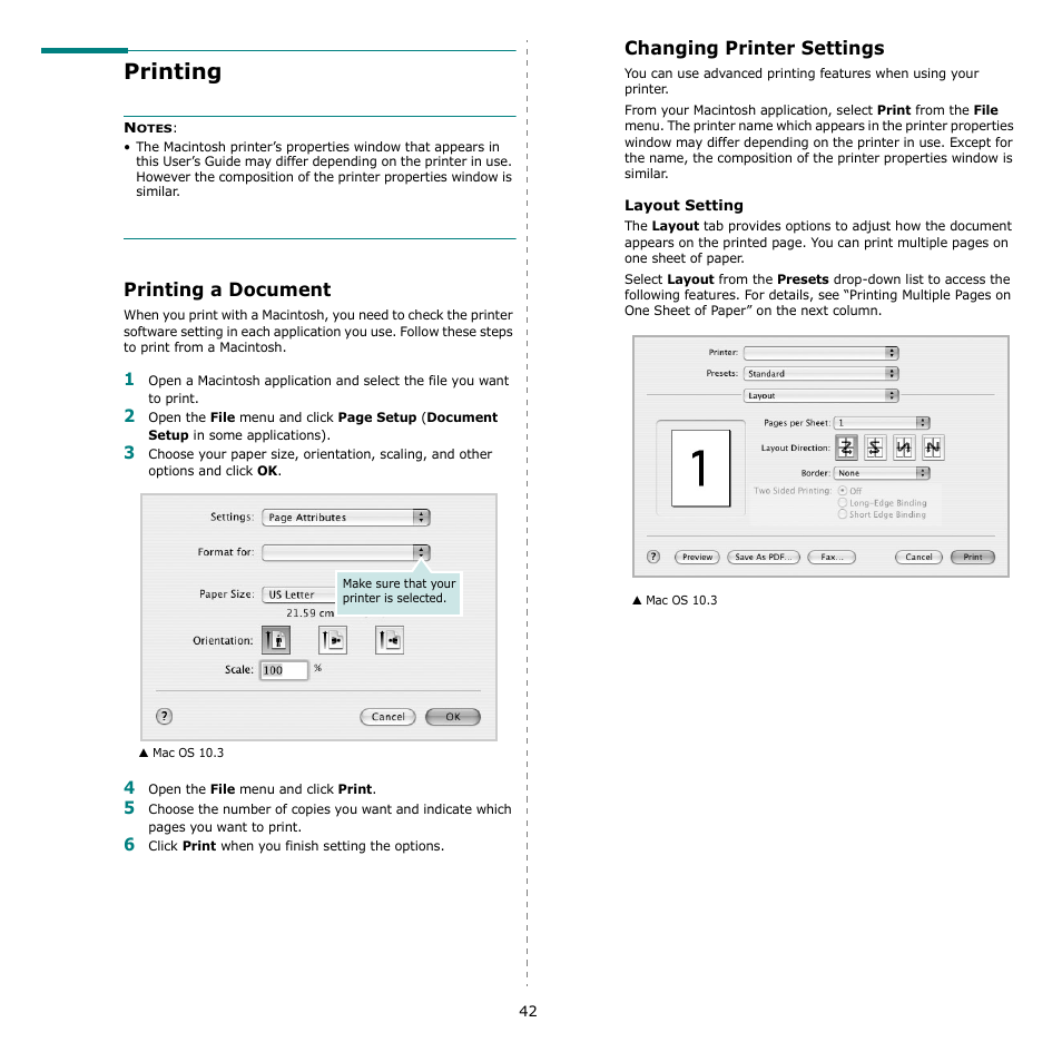 Printing, Printing a document, Changing printer settings | Printing a document changing printer settings | Muratec MFX-3050 User Manual | Page 138 / 142