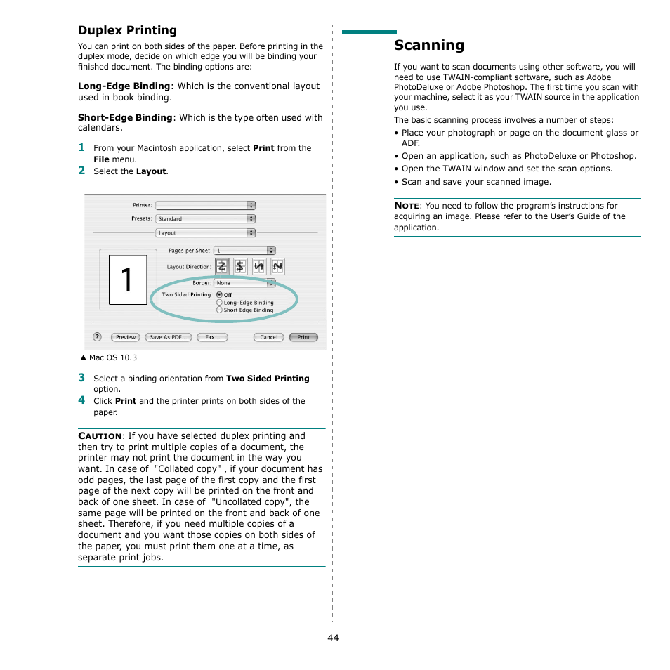 Duplex printing, Scanning | Muratec MFX-3050 User Manual | Page 140 / 142