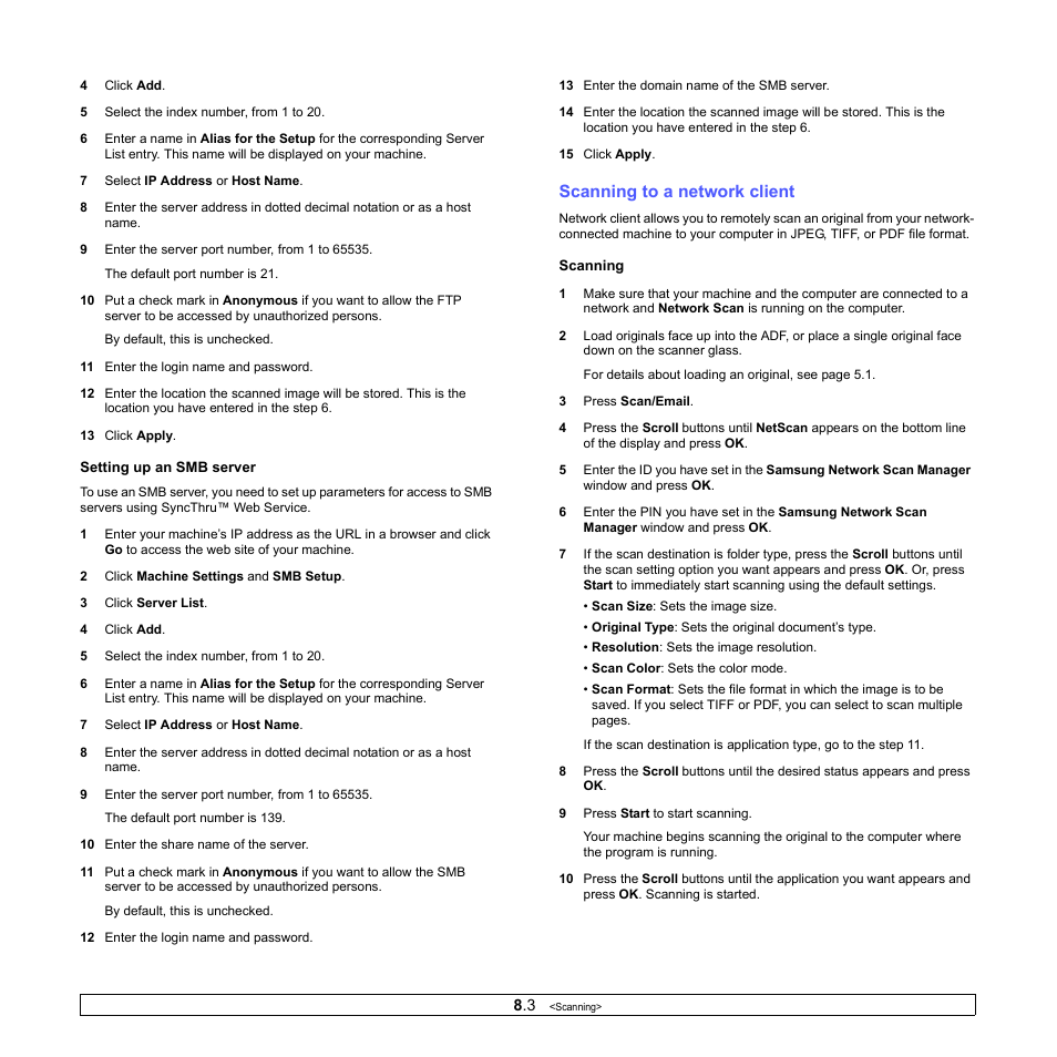 Scanning to a network client | Muratec MFX-3050 User Manual | Page 42 / 142