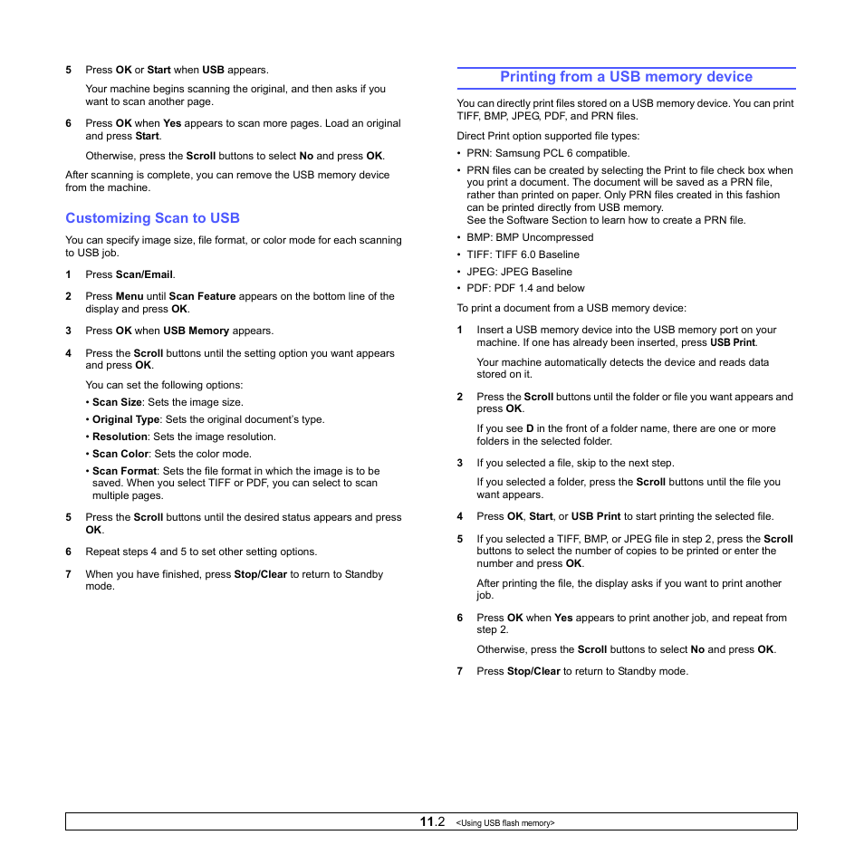 Customizing scan to usb, Printing from a usb memory device | Muratec MFX-3050 User Manual | Page 59 / 142