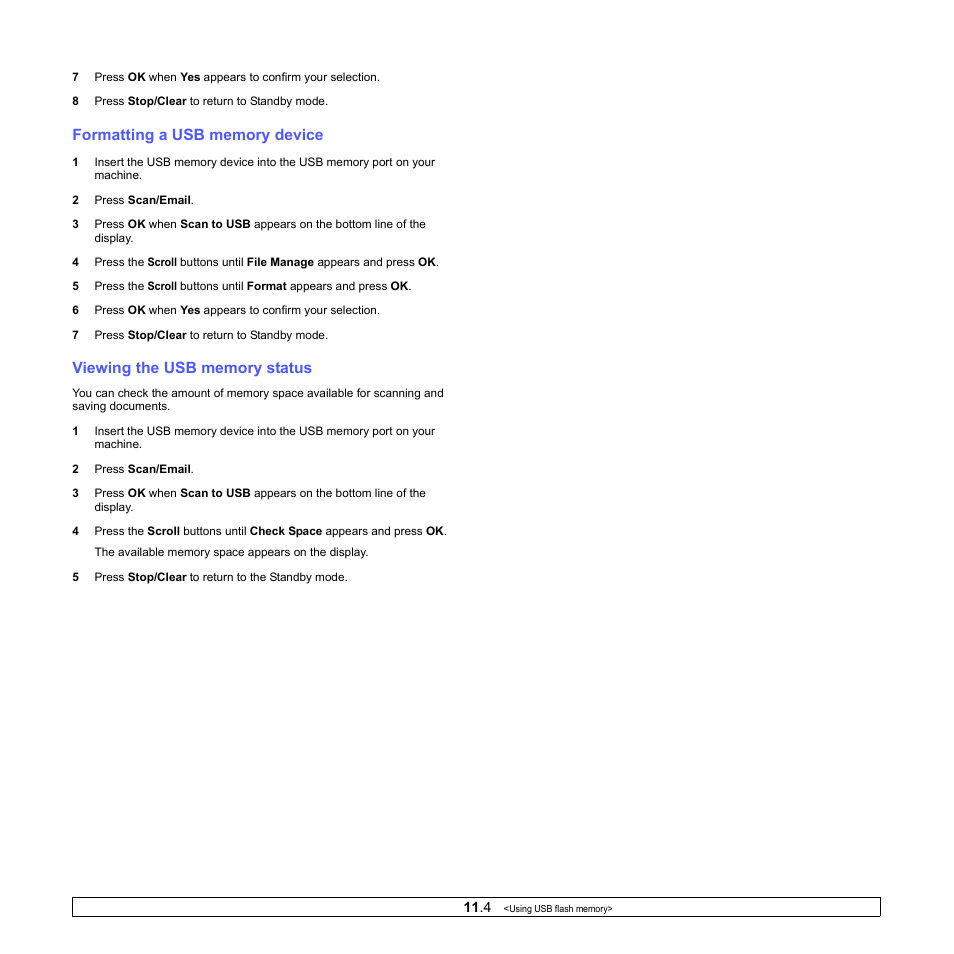 Formatting a usb memory device, Viewing the usb memory status | Muratec MFX-3050 User Manual | Page 61 / 142